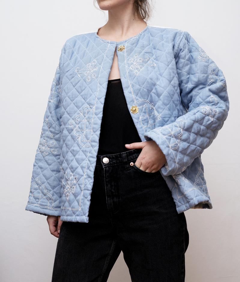 Embroidered on sale quilted jacket